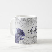 Silbernaveblasblauer Blütenblattmuster, eleganter  Kaffeetasse (Vorderseite Links)