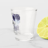 Silbernaveblasblauer Blütenblattmuster, eleganter  Schnapsglas (Rechts)