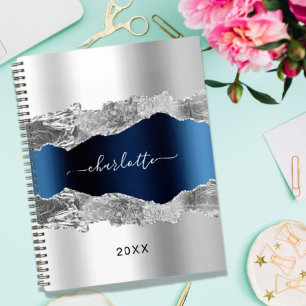 Silbernavy-blau-agate Marmor Name elegant 2023 Planer