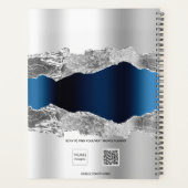 Silbernavy-blau-agate Marmor Name elegant 2023 Planer (Rückseite)