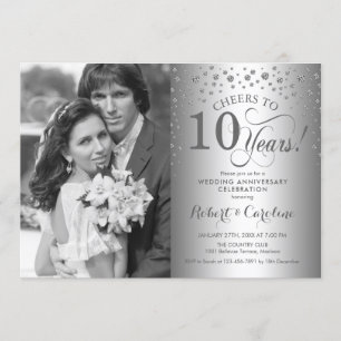Silberne 10. Hochzeitstag mit Foto Einladung