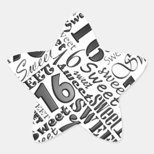 Silberne 16 . Geburtstag Geburtstagspartei Stern-Aufkleber