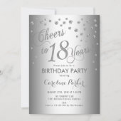 Silberne 18. Geburtstagsparty Einladung (Vorderseite)