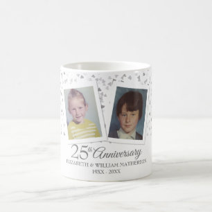 Silberne 25. Hochzeitsjubiläums-Kindheitsfotos Kaffeetasse