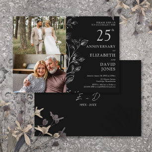 Silberne 25. Hochzeitstag 2 Foto-Einladung Einladung