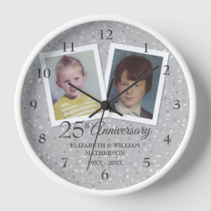 Silberne 25. Hochzeitstag 2 Fotos Uhr