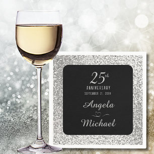 Silberne 25. Hochzeitstag-Minimal-Elegant Serviette
