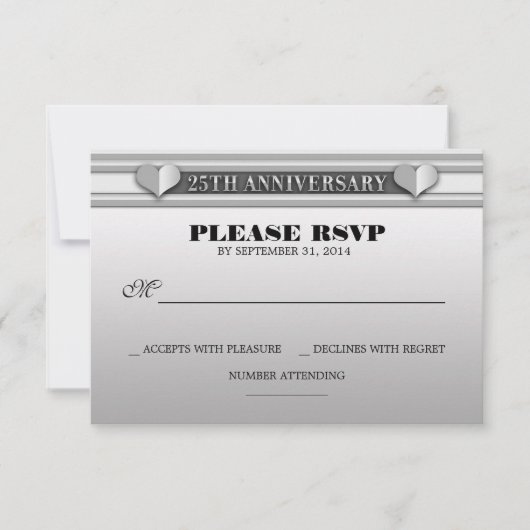 Silberne 25. Hochzeitstag RSVP Karten (Vorderseite)
