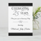 Silberne 25-jährige Jubiläumsfeier Einladung (Stehend Vorderseite)