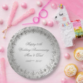 Silberne 25-jährige Jubiläumszeitung geblüht Pappteller (Party)