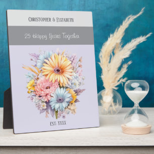 Silberne 25. Jubiläumsblumen Namen lila Fotoplatte