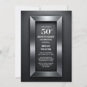 Silberne 50. Geburtstagsfeier mit Rand Einladung (Vorderseite)