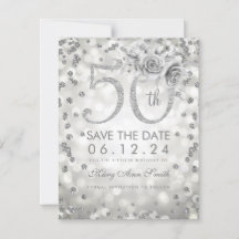 Silberne 50. Geburtstagslampe Save the Date