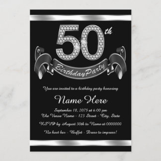 Silberne 50. Geburtstagsparty Einladung