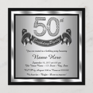 Silberne 50. Geburtstagsparty Einladung