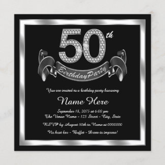 Silberne 50. Geburtstagsparty Einladung