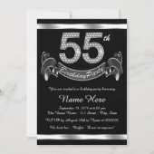 Silberne 55. Geburtstagsparty Einladung (Vorderseite)