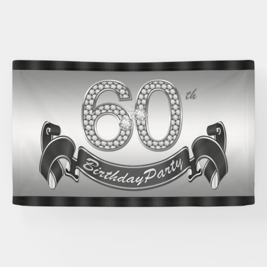 Silberne 60. Geburtstagsfeier Banner (Horizontal)