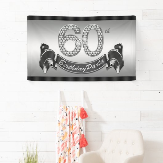Silberne 60. Geburtstagsparty Banner (Insitu)
