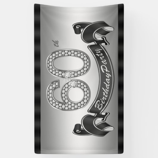 Silberne 60. Geburtstagsparty Banner (Vertikal)