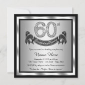 Silberne 60. Geburtstagsparty Einladung (Vorderseite)