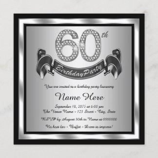 Silberne 60. Geburtstagsparty Einladung