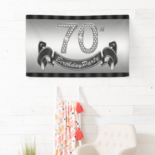Silberne 70. Geburtstagsparty Banner (Insitu)