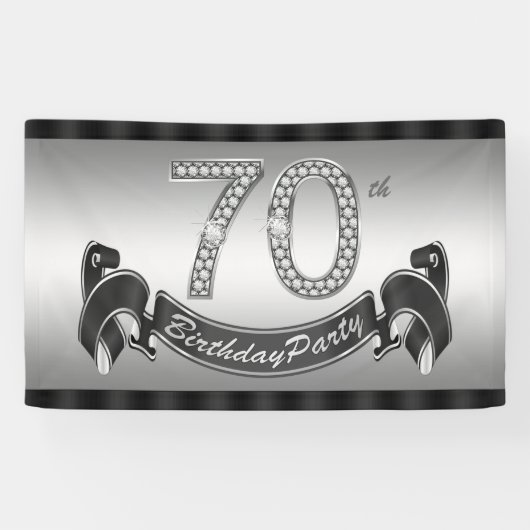 Silberne 70. Geburtstagsparty Banner (Horizontal)
