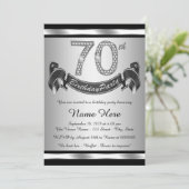 Silberne 70. Geburtstagsparty Einladung (Stehend Vorderseite)