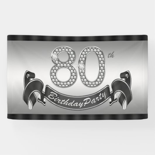 Silberne 80. Geburtstagsfeier Banner (Horizontal)