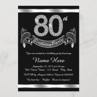 Silberne 80. Geburtstagsparty Einladung