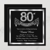 Silberne 80. Geburtstagsparty Einladung (Vorne/Hinten)