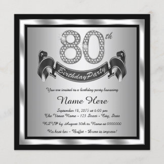 Silberne 80. Geburtstagsparty Einladung
