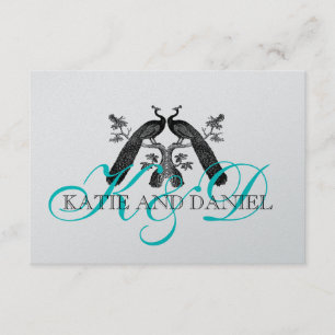 Silberne Aqua-Pfau-Hochzeit UAWG Karte