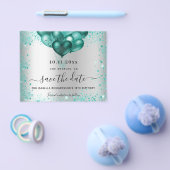 Silberne aquamarine Glitzer Save the Date Flyer (Einzeln)