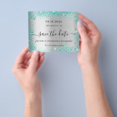 Silberne aquamarine Glitzer Save the Date Flyer (Gruppe)