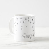 Silberne Aquarellconfetti-Punkte Kaffeetasse (Vorderseite Links)