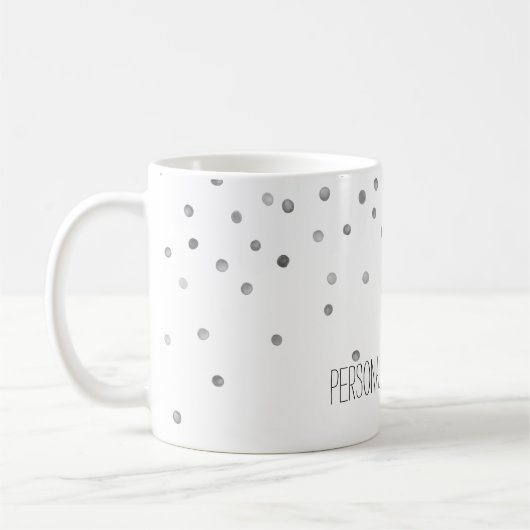 Silberne Aquarellconfetti-Punkte Kaffeetasse (Links)