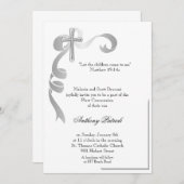 Silberne Band-Kreuz-Kommunion Einladung (Vorne/Hinten)