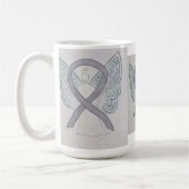 Silberne Bewusstsein Ribbon Engel Art Tasse (Links)