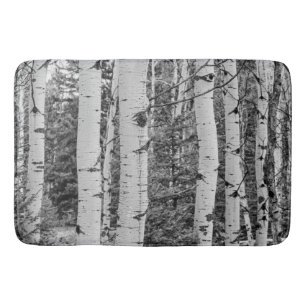 Silberne Birken-Baum-Stamm-Schwarzweiss-Entwurf Badematte