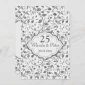 Silberne Blätter 25. Hochzeitstag Einladung (Vorne/Hinten)