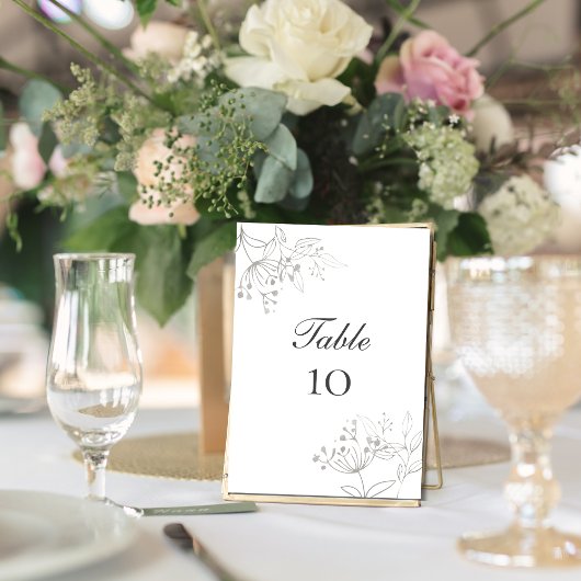 Silberne Blätter Botanische Hochzeit Tischnummer K