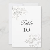 Silberne Blätter Botanische Hochzeit Tischnummer K (Vorderseite)