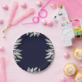 Silberne Blätter Botanisches glänzendes blaues Ros Pappteller (Party)