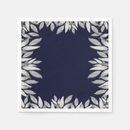 Silberne Blätter Botanisches glänzendes blaues Ros Serviette