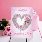 Silberne Blätter Herzrosa Rose Fröhlicher Mutterta Karte