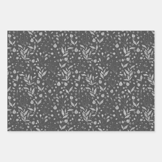 Silberne Blätter Schwarz und Grau (Vorderseite 2)
