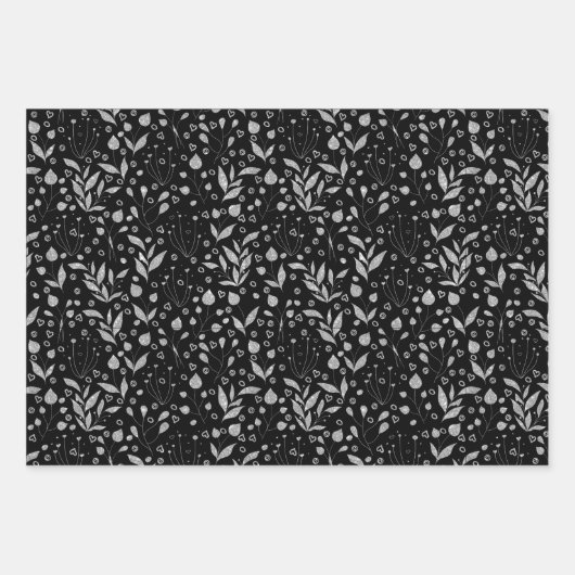 Silberne Blätter Schwarz und Grau (Vorderseite)