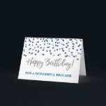 Silberne blaue Confetti-Bruder-Geburtstags-Karte Karte<br><div class="desc">Geburtstagskarte für Bruder mit Silber und blauem modernem Glitter Confettimuster. Merken Sie bitte Glittereffekt ist nur photographischer Effekt.</div>